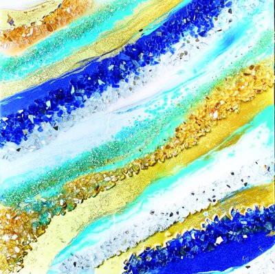 Sparkling Blue Gold Flow by Alyson Storms