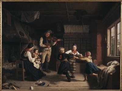 Sunday Evening in a Farmhouse in Dalarna by Amalia Lindegren