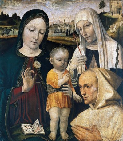 Madonna and Child, Saint Catherine of Siena and a Carthusian Monk, c. 1490 by Ambrogio Bergognone