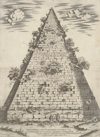Tomb of C. Cestius Epulo on the Ostian Way with Pyramid and Marble Quadrant, Most Noble and Ancient by Ambrogio Brambilla