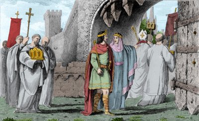 Chilperic I (539-584) in a Religious Procession - Chilperic I, after the murder of Sigebert, entered Paris following a procession in order not to appear to violate the oath he had made to come only with the consent of his brothers. Brunehaut (or Brunehilde by Ambroise Tardieu