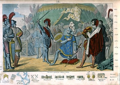 Francis I of France requesting to be knighted by the Chevalier Bayard after victory at the Battle of Marignano, Italy by Ambroise Tardieu