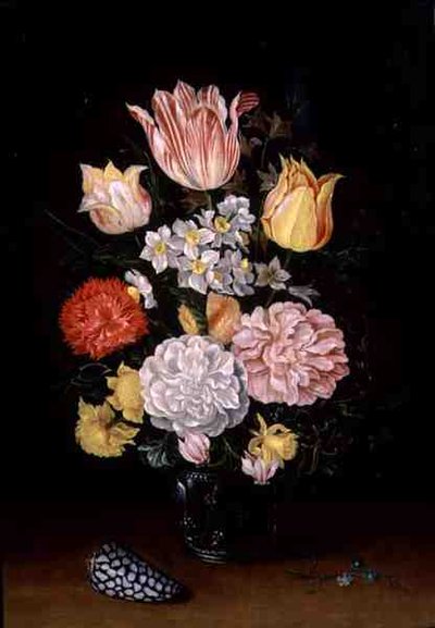 Still Life of Flowers with a Shell by Ambrosius the Younger Bosschaert