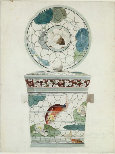 Design for a Covered Dish in the Service au Filet Fish Net Ware by Amédée de Caranza.