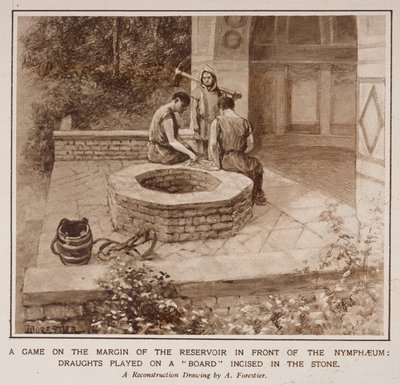 A game on the margin of the reservoir in front of the Nymphaeum, from an article entitled 