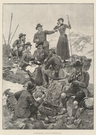 In the Engadine, a Lunch on the Mountains by Amedee Forestier