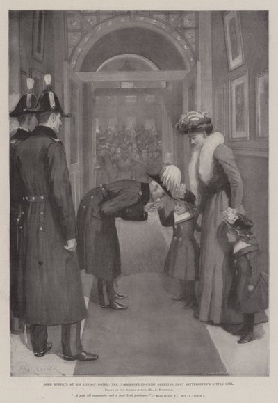 Lord Roberts in his London Hotel, the Commander-in-Chief greeting Lady Settrington