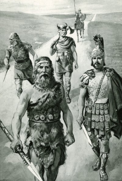 Roads of England: Ancient British Chief, Roman Soldier, Saxon, Dane, and Norman by Amedee Forestier