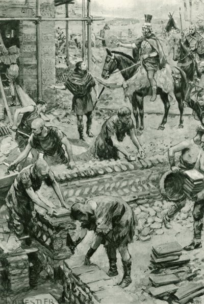 Roman House Being Built in Kent by Amedee Forestier