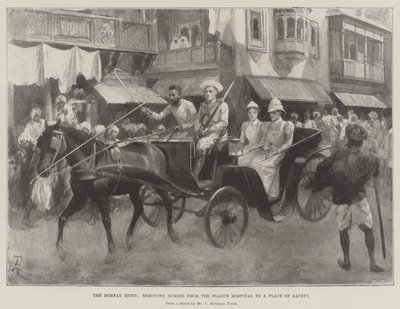 The Bombay Riots, removing Nurses from the Plague Hospital to a Place of Safety by Amedee Forestier