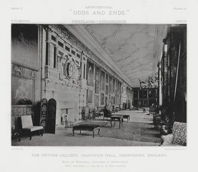 Fireplace: The Picture-Gallery, Hardwick Hall, Derbyshire, England by American Photographer (after)