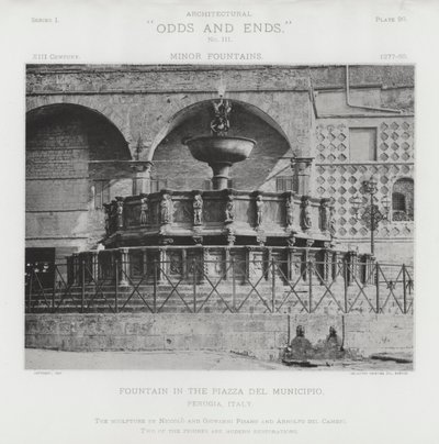 Fountain in the Piazza Del Municipio, Perugia, Italy by American Photographer (after)