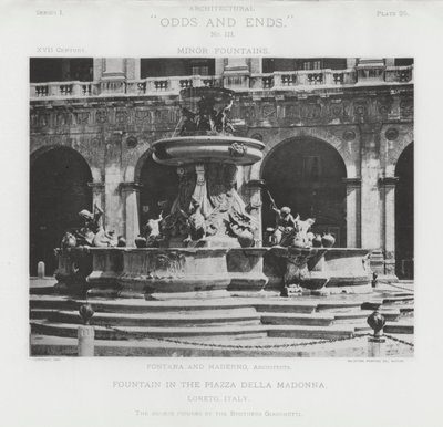 Fountain in the Piazza Della Madonna, Loreto, Italy by American Photographer (after)