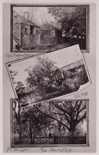 Old slave Cabins; Old Mill; At the Gate; The Hermitage by American Photographer (after)