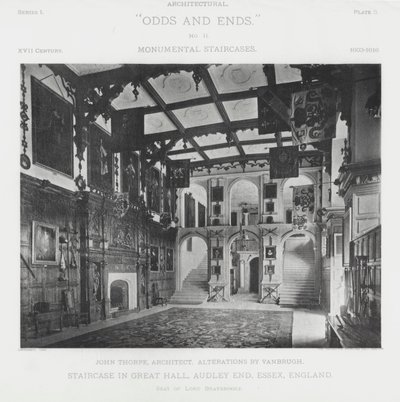 Staircase in the Great Hall, Audley End, Essex, England by American Photographer (after)