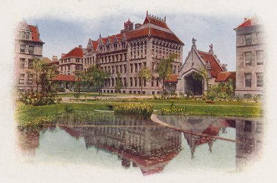 Chicago: Hull Court, from Botany Pond, Anatomy Building and Hull Gate by American Photographer