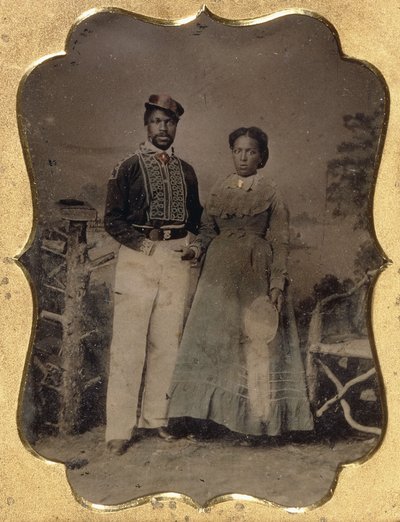 Fireman and Bride, c.1860 by American Photographer