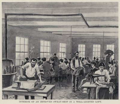 Interior of an Improved Sweat-Shop in a Well-Lighted Loft by American Photographer