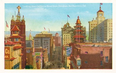 Looking down California Street from Chinatown, San Francisco, California by American Photographer