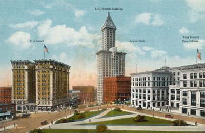 Looking down Yesler Way to the Water Front from Fourth Avenue by American Photographer