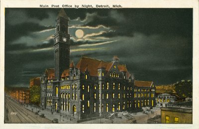 Main Post Office by Night, Detroit, Michigan by American Photographer
