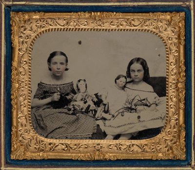 Portrait of Two Girls with Dolls by American Photographer