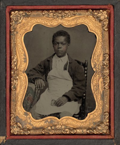 Portrait of a Boy Holding a Clay Pipe by American Photographer