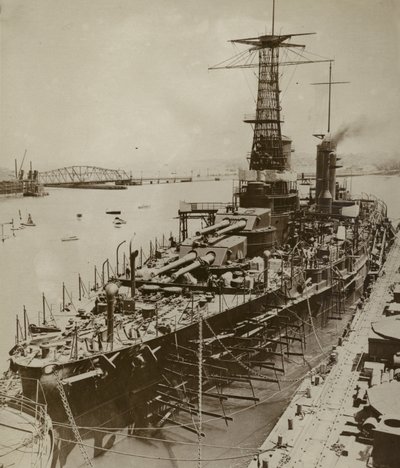 Putting the Finishing Touches to a New American Battleship by American Photographer