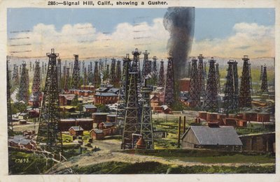Signal Hill, California, showing a Gusher by American Photographer