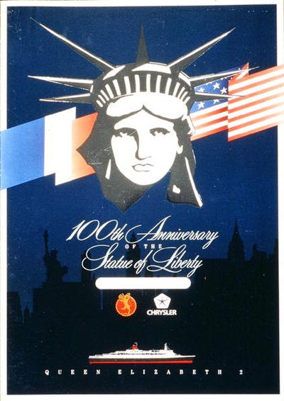 Menu Design Celebrating the 100th Anniversary of the Statue of Liberty Aboard the QE2 by American School