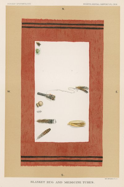 Blanket Rug and Medicine Tubes by American School