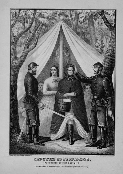 Capture of Jeff. Davis (Puss in boots! What boots it?) by American School