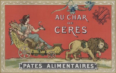 Ceres in a cart being pulled by lions by American School