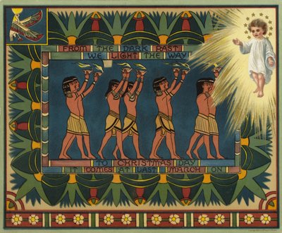 Egyptian-Themed Christmas Card, Showing How the Past Led to Jesus Christ by American School