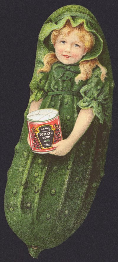 Girl Dressed as a Cucumber Holding a Can of Heinz Tomato Soup by American School