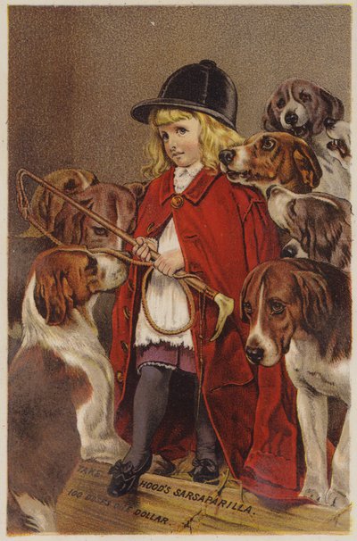 Girl in Hunting Jacket with Hounds by American School