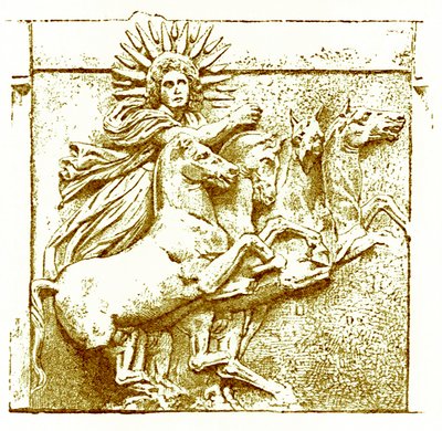 Helios Upon His Chariot, Illustration from History of Greece by Victor Duruy, Published 1890 by American School
