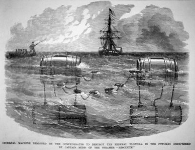 Infernal Machine designed by the Confederates to destroy the Federal Flotilla in the Potomac by American School