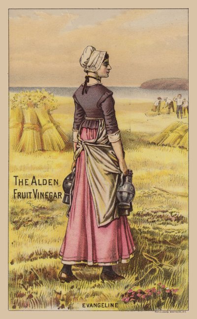 Lady in Field Holding Vinegar Jars by American School