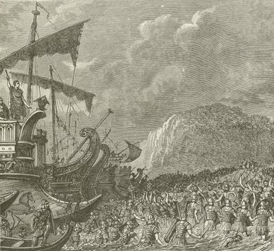 Landing of the Romans, under Caesar, in Britain, B.C. 55 by American School