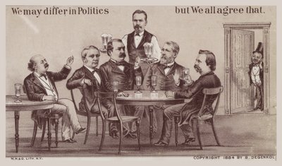 Politicians Enjoying Drinks Around the Table by American School