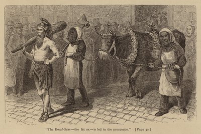 The Boeuf-Gras, the fat ox, is led in the procession by American School