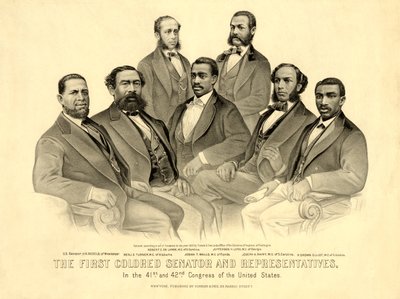 The First Colored Senator and Representatives - in the 41st and 42nd Congress of the United States, pub.1872 by American School