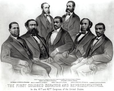 The First Colored Senator and Representatives, in the 41st and 42nd Congress of the United States, pub. by Currier and Ives, 1872 by American School
