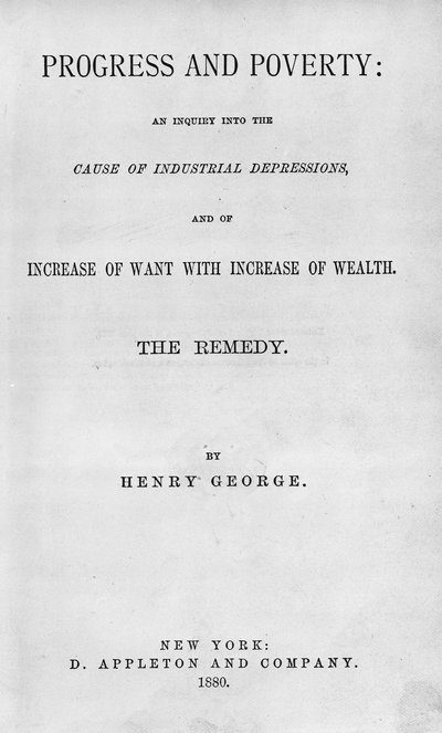 Titlepage to Progress and Poverty by Henry George by American School
