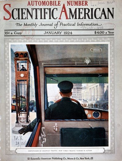 Traffic Light Towers and Traffic Control in New York - in "Scientific American", Jan 1924 by American School