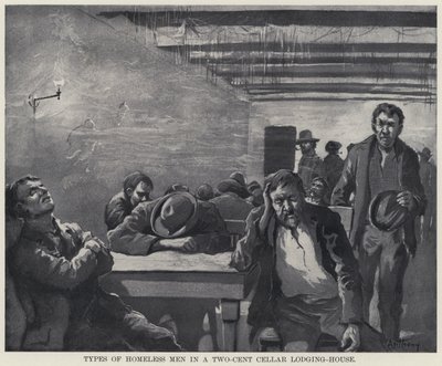 Types of Homeless Men in a Two-Cent Cellar Lodging-House by American School