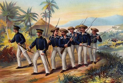US Navy, Lieutenant, Midshipman and Armed Seamen by American School