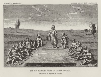 Use of Wampum Belts in Indian Council by American School