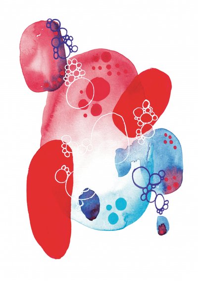 Red Blue Watercolor Abstract by Amy Louise Baker